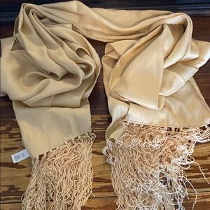 Elegant Cream Scarf with Fringe